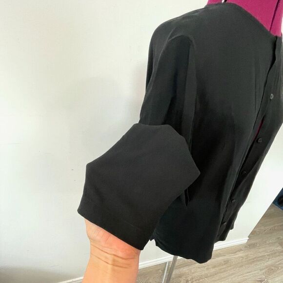 Eilien Fisher Long-Sleeve Marocain Button Up Blouse sz 10P - Picture 9 of 9